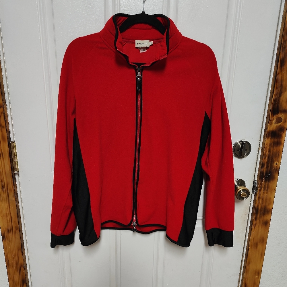 Vintage Moncler Fleece Jacket Zip Red Women's Size Large, READ